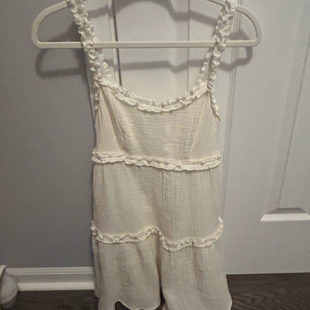 White Ruffled Sleeveless Dress